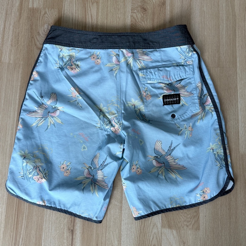 Quicksilver Light Blue Tropical Swim Trunks - Picture 3 of 4